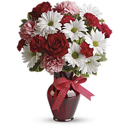 Hugs and Kisses Bouquet with Red Roses