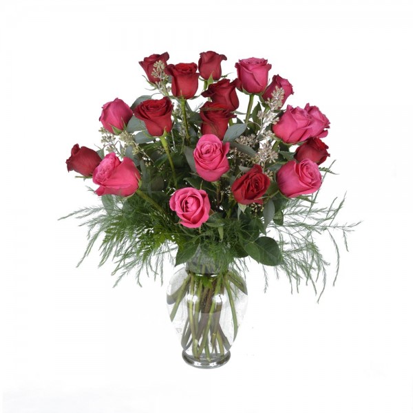 The assorted 18 roses bouquet